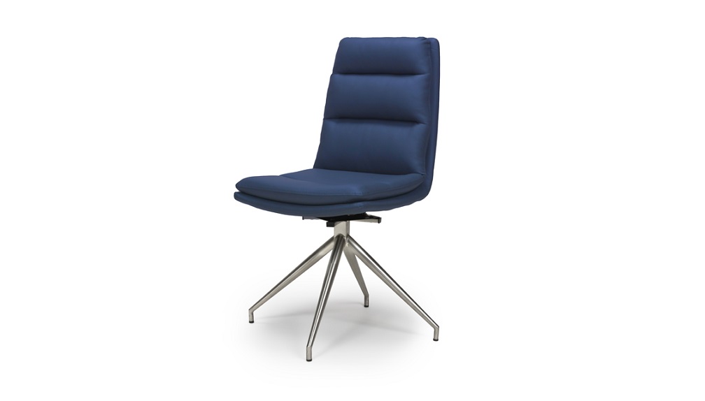 Nobo Swivel Chair Blue - Brushed Steel Legs