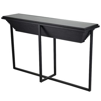 Black Glass Top Console Table