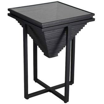 Black Glass Top Side Table
